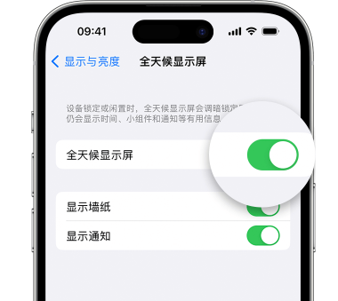 肃州苹果15预约维修分享iPhone15如何设置全天候显示屏幕可见 